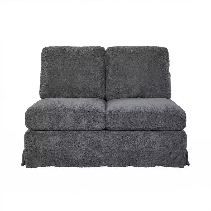 Canapé-lit d'angle modulable GUSTOWAVE avec rangement, lit de couchage escamotable 2 places en chenille grise pour salon