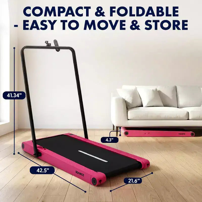 Tapis de marche 2-en-1 Squatz avec plaques vibrantes et guidon rose