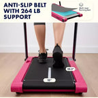 Tapis de marche 2-en-1 Squatz avec plaques vibrantes et guidon rose