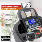 Tapis de course pliable 4-en-1 avec poignée, inclinaison à 20%, tapis de course pour la maison, moteur sans balais silencieux de 5 CV avec double affichage LED