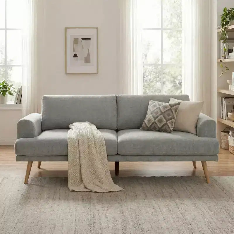 Christopher Knight Home Omar Modern 79.9 3-Seater Wooden Chenille Upholstered Sofa