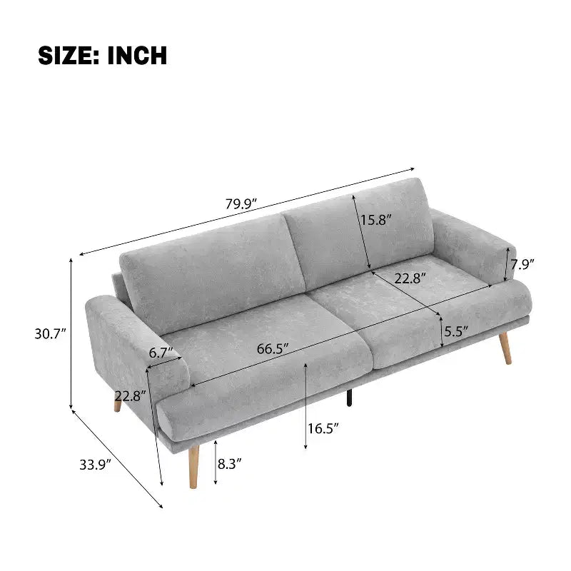 Christopher Knight Home Omar Modern 79.9 3-Seater Wooden Chenille Upholstered Sofa