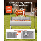 Outdoor Propane Rotisserie Grill, 38W BBQ Spit Roaster, 132 lbs Capacity, Stainless Steel with 3 Baskets & 180 Rotating Handle