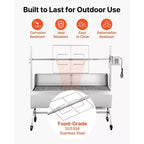 Outdoor Propane Rotisserie Grill, 38W BBQ Spit Roaster, 132 lbs Capacity, Stainless Steel with 3 Baskets & 180 Rotating Handle