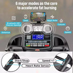 Tapis de Course Pliable Intelligent avec Inclinaison Automatique pour la Maison, Moteur Brushless Silencieux 5 CV, 20 Niveaux d'Inclinaison Automatique, Capacité 180 kg