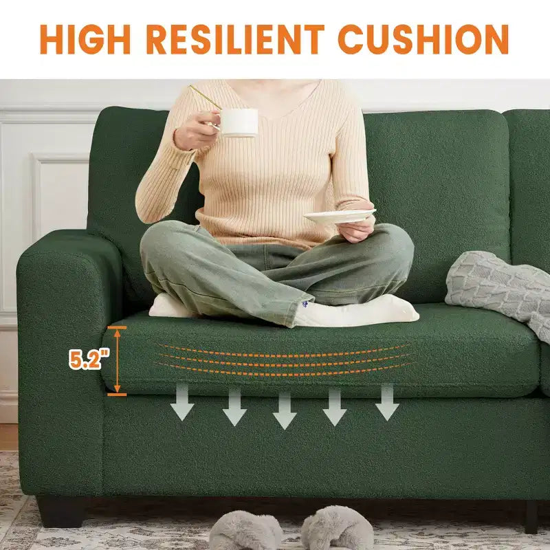 Canapé 3 places moderne de 83 po, canapé nuage en molleton d'ours en peluche à assise profonde avec de larges accoudoirs et housse amovible et lavable pour le salon, la chambre à coucher, l'appartement