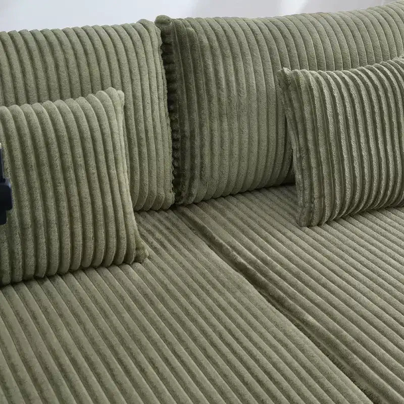 Canapé méridienne moderne en velours côtelé Whisen 75,5 pouces avec dossier réglable sur 5 positions, accoudoirs de rangement, porte-gobelets, support de téléphone