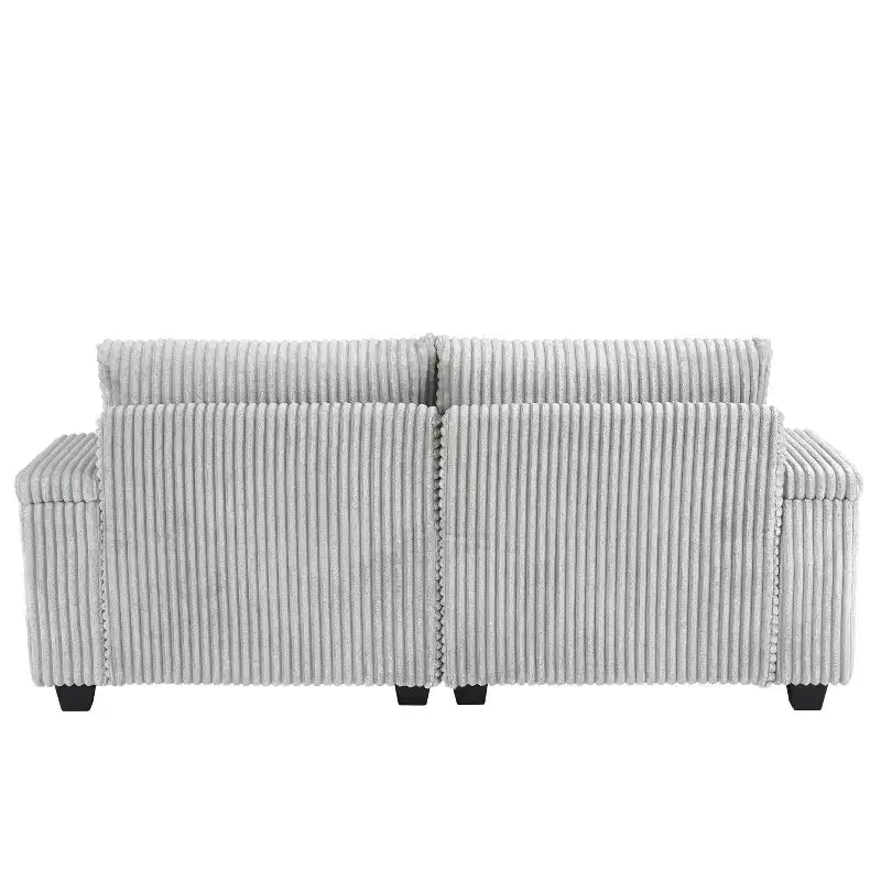 Canapé méridienne moderne en velours côtelé Whisen 75,5 pouces avec dossier réglable sur 5 positions, accoudoirs de rangement, porte-gobelets, support de téléphone
