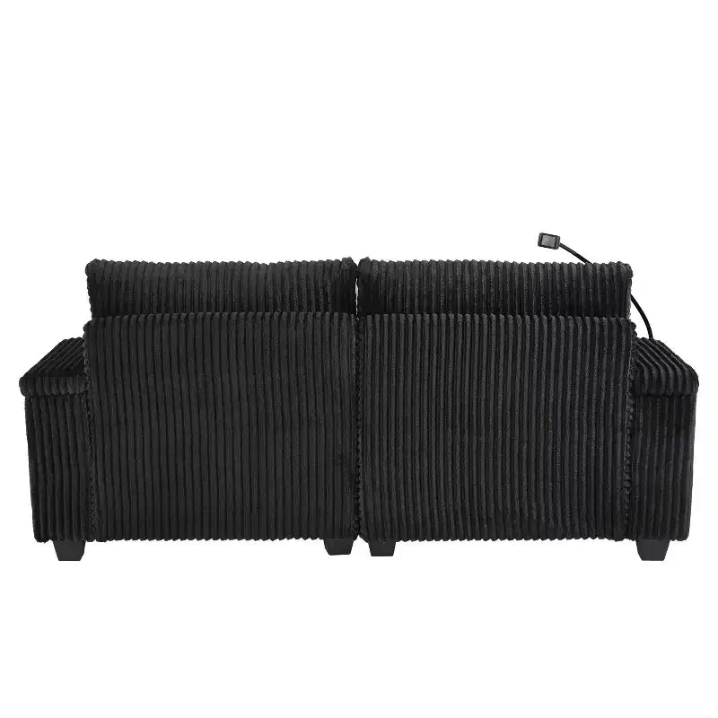 Canapé méridienne moderne en velours côtelé Whisen 75,5 pouces avec dossier réglable sur 5 positions, accoudoirs de rangement, porte-gobelets, support de téléphone