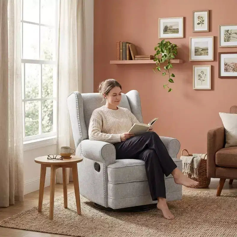 Fauteuil inclinable et pivotant FurnitureR avec dossier et repose-pieds réglables, canapé inclinable rembourré pour salon, chambre à coucher, chambre d'enfant