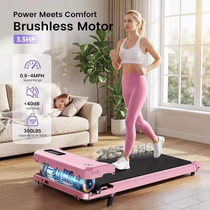 Tapis de course KRISRATE 6 en 1 de 3,5 CV avec plateforme vibrante et inclinaison de 12 %/15 %, tapis de course pliable sous le bureau pour la maison, le bureau