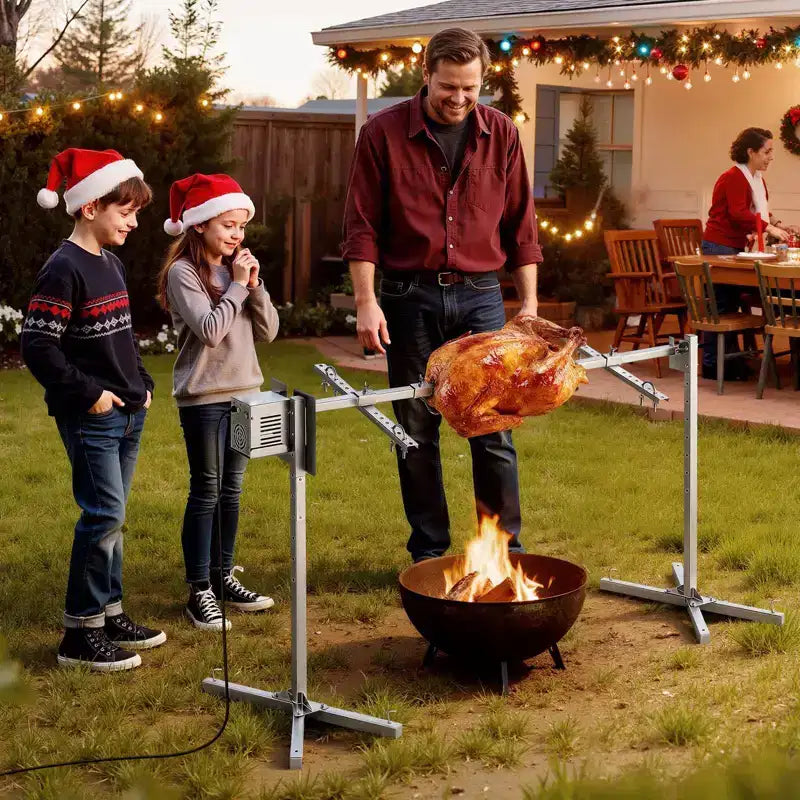 Rôtissoire VEVOR, kit de rôtissoire électrique AC120V à 8 niveaux de hauteur, kit de rôtisserie pour barbecue avec capacité de charge de 60 kg, moteur de 38W, argent