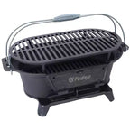 Oval Cast Iron Grill Outdoor, Portable Charcoal Grill and Tabletop Cast Iron Skillet - 100% Cast Iron, Durable, Small Charcoal Grill, Camping Stove