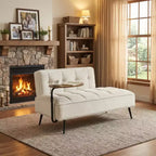 FurnitureR Modern Sofa with 360 Swivel Side Table, Tufted Velvet Sofa with Movable Side Table, Mid-Century Loveseat for Living Room Bedroom Entryway