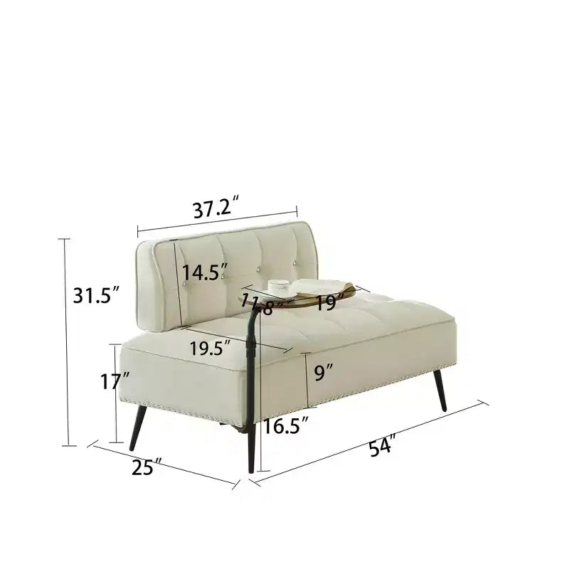 FurnitureR Modern Sofa with 360 Swivel Side Table, Tufted Velvet Sofa with Movable Side Table, Mid-Century Loveseat for Living Room Bedroom Entryway