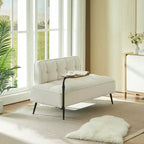 FurnitureR Modern Sofa with 360 Swivel Side Table, Tufted Velvet Sofa with Movable Side Table, Mid-Century Loveseat for Living Room Bedroom Entryway