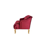 Whisen Mid-Century Modern Velvet Sofa Button Tufted 3-Seater Couch with Curved Wood Legs