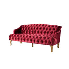 Whisen Mid-Century Modern Velvet Sofa Button Tufted 3-Seater Couch with Curved Wood Legs