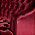 Whisen Mid-Century Modern Velvet Sofa Button Tufted 3-Seater Couch with Curved Wood Legs