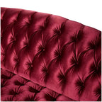 Whisen Mid-Century Modern Velvet Sofa Button Tufted 3-Seater Couch with Curved Wood Legs