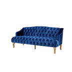 Whisen Mid-Century Modern Velvet Sofa Button Tufted 3-Seater Couch with Curved Wood Legs