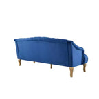 Whisen Mid-Century Modern Velvet Sofa Button Tufted 3-Seater Couch with Curved Wood Legs