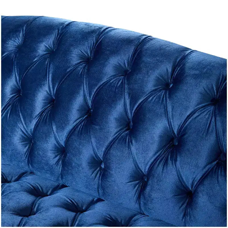 Whisen Mid-Century Modern Velvet Sofa Button Tufted 3-Seater Couch with Curved Wood Legs