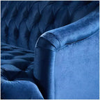 Whisen Mid-Century Modern Velvet Sofa Button Tufted 3-Seater Couch with Curved Wood Legs