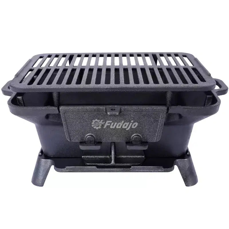 Oval Cast Iron Grill Outdoor, Portable Charcoal Grill and Tabletop Cast Iron Skillet - 100% Cast Iron, Durable, Small Charcoal Grill
