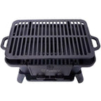 Oval Cast Iron Grill Outdoor, Portable Charcoal Grill and Tabletop Cast Iron Skillet - 100% Cast Iron, Durable, Small Charcoal Grill