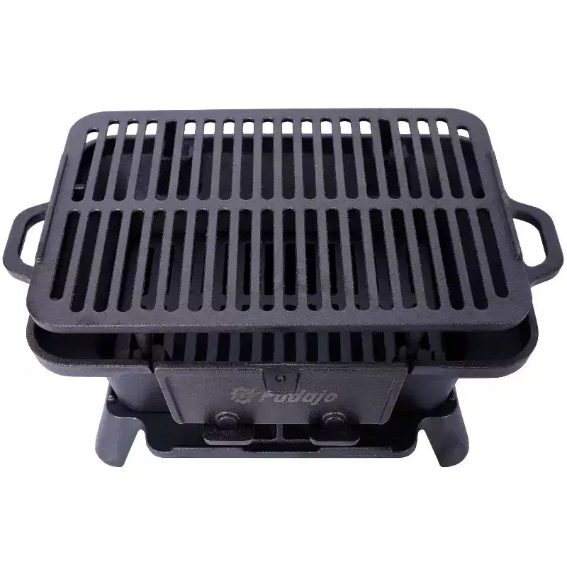Oval Cast Iron Grill Outdoor, Portable Charcoal Grill and Tabletop Cast Iron Skillet - 100% Cast Iron, Durable, Small Charcoal Grill