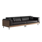 Luck Live Modern Leather Sofa 106.3 Wide with Solid Wood Frame, Metal Legs and 3 Decorative Pillows Black