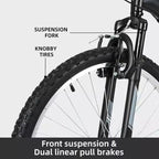 Hykolity VTT 26 pouces, vélo de cyclisme extérieur 18 vitesses, cadre en acier à haute teneur en carbone, VTT pour hommes et femmes, double suspension intégrale, noir