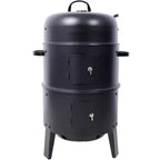 Fumoir à charbon Grills de fumage en bois Barbecue extérieur 16 pouces Fumoir vertical Grill barbecue portable pour le camping, noir