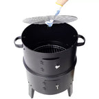 Fumoir à charbon Grills de fumage en bois Barbecue extérieur 16 pouces Fumoir vertical Grill barbecue portable pour le camping, noir