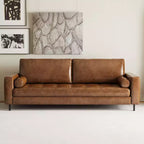 Luck Live Mid-Century Modern 80.31 Vintage High-End Oil-Waxed Leather Sofa with Solid Frame for Living Room