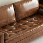 Luck Live Mid-Century Modern 80.31 Vintage High-End Oil-Waxed Leather Sofa with Solid Frame for Living Room