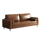 Luck Live Mid-Century Modern 80.31 Vintage High-End Oil-Waxed Leather Sofa with Solid Frame for Living Room