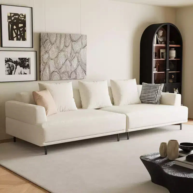 Luck Live Modern Breathable Cotton-Linen Fabric Sofa, couch,Solid Wood Frame, High-Elastic Sponge Seat Cushion Light Beige