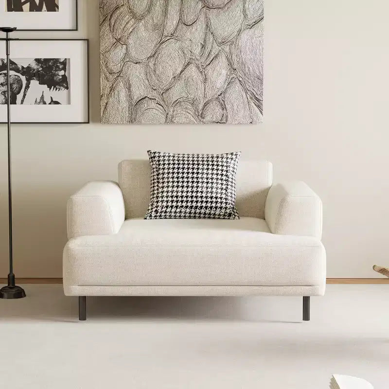 Luck Live Modern Breathable Cotton-Linen Fabric Sofa, couch,Solid Wood Frame, High-Elastic Sponge Seat Cushion Light Beige