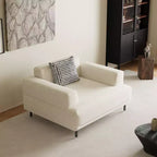 Luck Live Modern Breathable Cotton-Linen Fabric Sofa, couch,Solid Wood Frame, High-Elastic Sponge Seat Cushion Light Beige
