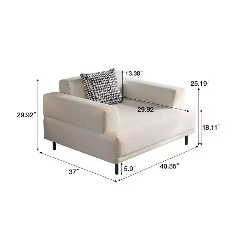 Luck Live Modern Breathable Cotton-Linen Fabric Sofa, couch,Solid Wood Frame, High-Elastic Sponge Seat Cushion Light Beige