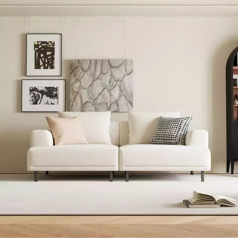 Luck Live Modern Breathable Cotton-Linen Fabric Sofa, couch,Solid Wood Frame, High-Elastic Sponge Seat Cushion Light Beige