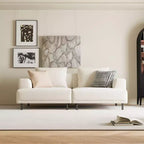 Luck Live Modern Breathable Cotton-Linen Fabric Sofa, couch,Solid Wood Frame, High-Elastic Sponge Seat Cushion Light Beige
