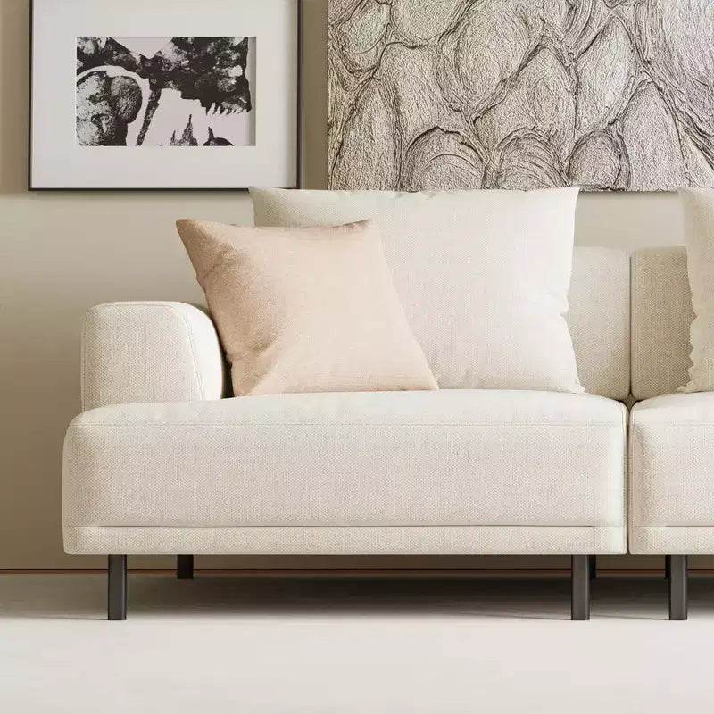 Luck Live Modern Breathable Cotton-Linen Fabric Sofa, couch,Solid Wood Frame, High-Elastic Sponge Seat Cushion Light Beige