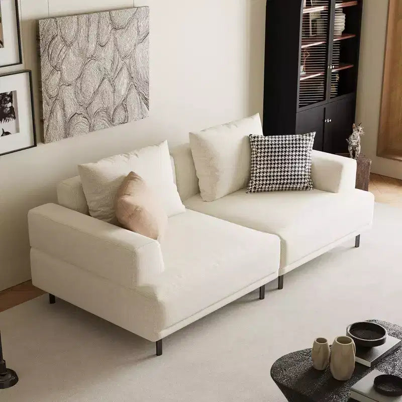 Luck Live Modern Breathable Cotton-Linen Fabric Sofa, couch,Solid Wood Frame, High-Elastic Sponge Seat Cushion Light Beige