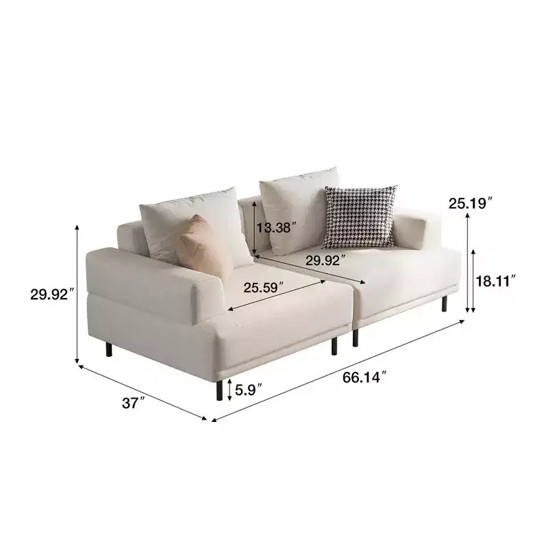 Luck Live Modern Breathable Cotton-Linen Fabric Sofa, couch,Solid Wood Frame, High-Elastic Sponge Seat Cushion Light Beige