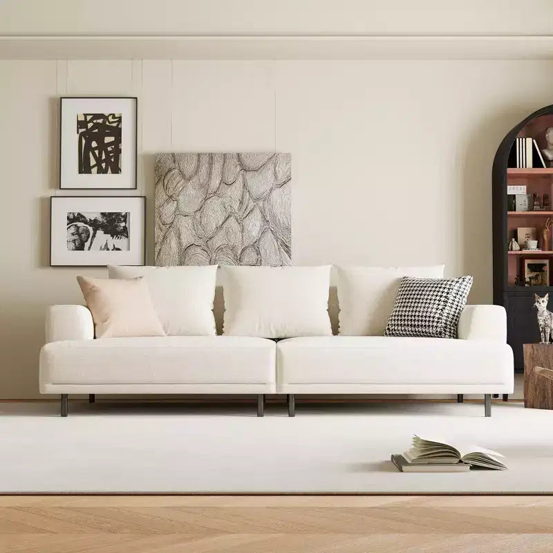 Luck Live Modern Breathable Cotton-Linen Fabric Sofa, couch,Solid Wood Frame, High-Elastic Sponge Seat Cushion Light Beige