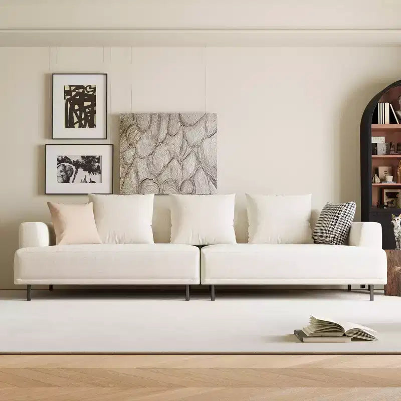 Luck Live Modern Breathable Cotton-Linen Fabric Sofa, couch,Solid Wood Frame, High-Elastic Sponge Seat Cushion Light Beige