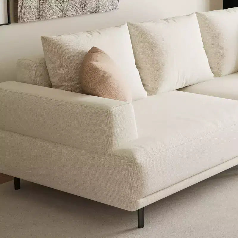 Luck Live Modern Breathable Cotton-Linen Fabric Sofa, couch,Solid Wood Frame, High-Elastic Sponge Seat Cushion Light Beige